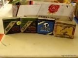 (DEN) 4 ANTIQUE TOBACCO ADVERTISING SHORT TINS-HALF AND HALF ( MINOR RUST AND PAINT LOSS- GOOD