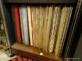 (DEN) SHELF OF 33 RPM VINYL RECORDS- 2 PETER. PAUL AND MARY, 2 SIMON AND GARFUNKEL, 8 PERCY FAITH,