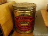 (DEN) ANTIQUE HOME RENDERED LARD ADVERTISING TIN ( SOME PAINT LOSS AND RUST- GOOD CONDITION)-12