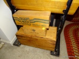 (DEN) 3 WOODEN ANTIQUE ADVERTISING BOXES- SWIFT'S CORNED BEEF W/ LID- 7