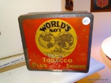 (DEN) ANTIQUE WORLD'S NAVY TOBACCO ADVERTISING TIN- ( SOME PAINT LOSS AND RUST- GOOD CONDITION)- 7