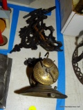 (DEN) ASSORTED LOT: ANTIQUE MINERS LANTERN AND A CAST IRON OIL LAMP WALL SCONCE