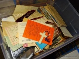 (DEN) BOX OF EPHEMERA TO INCLUDE: MAPS, WAR RATION BOOKS, POSTCARDS, STAMPS, AND DEEDS