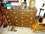 (DEN) 10 DRAWER DRESSER WITH PORCELAIN KNOBS: 42.5 IN X 15 IN X 32 IN