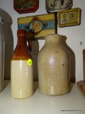 (DEN) 2 STONEWARE ITEMS: 1 PEARSON'S OF CHESTERFIELD BEER BOTTLE IN EXCELLENT CONDITION (DATED 1810)