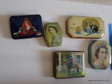 (DEN) VINTAGE TIN LOT DEPICTING QUEEN ELIZABETH (5 TINS TOTAL)