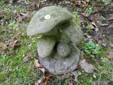 (BACK) CONCRETE MUSHROOM YARD ORNAMENT: 11 IN X 11 IN