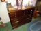 (DUCK) VINTAGE PINE 3 DRAWER DRESSER WITH DOVETAILED DRAWERS WITH PORCELAIN KNOBS AND BRASS HANDLES: