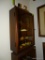 (DUCK) MAHOGANY 1 DOOR AND 3 GLASS SHELF DISPLAY CASE: 12 IN X 4.5 IN X 16 IN