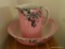 (BED1) PINK AND WHITE ROSE PATTERN ROYAL STAFFORDSHIRE BOWL AND PITCHER SET. BOWL: 16 IN DIA AND THE