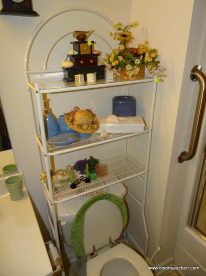 (UBTH) OVER THE COMMODE BATH SHELVING UNIT WITH 3 GLASS SHELVES: 23.5 IN X 10 IN X 67 IN