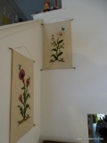 (UHAL) 2 FLORAL WALL HANGING TAPESTRIES: 1 OF A DAISY AND 1 OF A POPPY