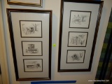 (UHAL) LOT OF ROBERT CARAFELLI PRINTS: 1 DOUBLE MATTED OF YOUNG MEN PRAYING, 1 DOUBLE MATTED TRIPLE