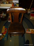 (TOY) REFINISHED POPLAR FIDDLEBACK SIDE CHAIR: 14 IN X 18 IN X 30 IN