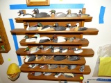 (DUCK) 7 SHELF WALL HANGING DISPLAY SHELF WITH VARIOUS DUCKS FROM THE DUCKS OF NORTH AMERICA