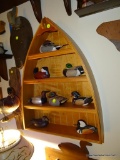 (DUCK) BOAT SHAPED WALL HANGING SHELF: 19 IN X 26 IN