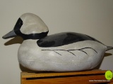 (DUCK) HAND CARVED DUCK DECOY BY DELMAS J. TAYLOR, CHINCOTEAGUE, VA: 11 IN LONG