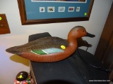 (DUCK) CARVED DUCK DECOY OF A CINNAMON TEAL BY J.C. REED: 14 IN LONG