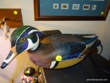 (DUCK) CARVED DUCK DECOY OF A WOOD DUCK BY J.C. REED: 15 IN LONG