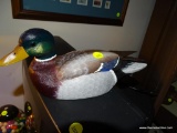 (DUCK) CARVED DUCK DECOY OF A MALLARD. SIGNED J.C. REED: 11 IN LONG