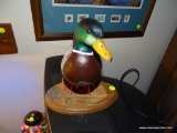 (DUCK) DUCKS UNLIMITED CARVED SPECIAL EDITION MALLARD BY J.C. REED. ON WOODEN BASE: 9 IN X 11 IN