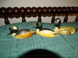 (DUCK) LOT OF 3 HAND CARVED AND HAND PAINTED DUCK FIGURINES FROM THE ANRI WILDLIFE COLLECTION. MADE