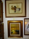 (DUCK) 2 PICTURE LOT: 1 FRAMED AND MATTED DUCK PRINT OF MALLARDS, IS SIGNED AND NUMBERED 145/950 AND