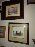 (DUCK) 2 PICTURE LOT: 1 FRAMED AND DOUBLE MATTED OF MALLARDS IN FLIGHT IN MAHOGANY SHADOW BOX FRAME: