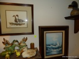 (DUCK) 2 PICTURE LOT: 1 FRAMED AND DOUBLE MATTED OF PINTAILS IN MAHOGANY FRAME: 12 IN X 12 IN AND 1