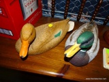 (DUCK) 13 IN LONG MALLARD HEN FIGURINE AND A 14 IN LONG MALLARD DRAKE FIGURINE BY THE DANBURY MINT.