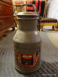 (BED1) SINGLE HANDLED MILK JUG WITH PAINTED EAGLE: 14 IN TALL