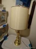(BED1) BRASS LAMP WITH SHADE AND NUTCRACKER FINIAL: 31 IN TALL