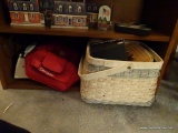 (BED1) ASSORTED LOT: AN OLD SPICE TRAVEL BAG, HANDMADE CUFFLINK & TIE SETS, IRON, ETC.
