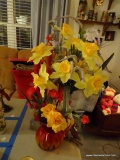 (BED1) LOT OF ASSORTED FLORAL ARRANGEMENTS AND CANDLES