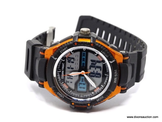 Awesome men's Ozark Trail chronograph 50 meter sports watch. The metallic orange and black give this