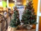 PAIR OF PRE DECORATED CHRISTMAS TREES; ARTIFICIAL PINE-LIKE TREES MEASURING 18 IN AND 21 IN TALL,