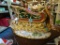 FITZ AND FLOYD CENTERPIECE AND COOKIE JAR SET; FROM THE FLORENTINE CHRISTMAS COLLECTION, THIS IS A