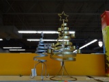 SILVER AND GOLD SPIRAL TREES; PERFECT HOLIDAY DECOR ACCENTS!EACH IS TOPPED WITH A STAR. SMALL IS