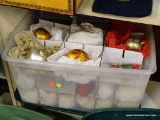TUB LOT OF CHRISTMAS ORNAMENTS; GLASS SPHERICAL ORNAMENTS IN GOLD, ORANGE, AND SILVER, AND MORE!