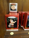 5 HALLMARK ORNAMENTS; HOWLING GOOD TIME, 3 LITTLE DRUMMER BOY, AND A HEAVENLY ANGELS.