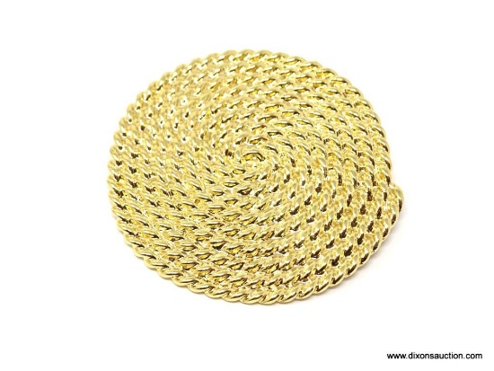 MONET QUALITY GOLD TONE COILED ROPE DESIGN BROOCH. VERY GOOD CONDITION. PIN BACK INTACT, SECURE, AND