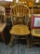 VINTAGE BOW BACK CHAIR; THIS BOW BACK CHAIR HAS BAMBOO LOOK BACK RAILS, A A SADDLE SEAT WITH CARVED