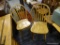SET OF DINING CHAIRS; SET OF 2 WOODEN DINING CHAIRS WITH ARROW BACKS. THESE CHAIRS HAVE SADDLE SEATS