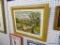 FRAMED NEEDLEPOINT; VINTAGE NEEDLEPOINT SHOWING GEESE IN FRONT OF A HOMESTEAD. IT IS MATTED AND