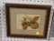 FRAMED PRESSED FLOWERS; VINTAGE PRESSED FLOWERS AND LEAVES ON A CREAM COLORED BACKGROUND. IT IS