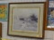 FRAMED SAILBOAT PRINT; THIS PRINT HAS 5 SAILBOATS ON THE WATER AND 3 SEAGULLS. THIS PRINT IS SIGNED