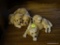 PORCELAIN DOG FIGURINES; SET OF TWO DOG FIGURINES. BOTH LOOK TO BE LABS. ONE IS MADE BY KATHY WISE
