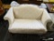 CLAYTON MARCUS SOFA; MID-CENTURY MODERN SOFA WITH SCALLOPED BACK, ROLLED ARMS, AND DETACHABLE SEAT