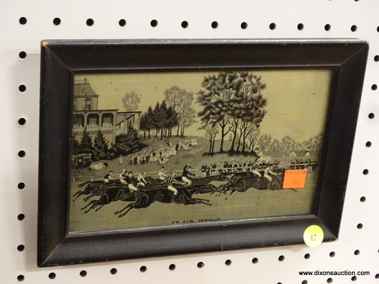 "AT OLD JEROME" FRAMED ETCHING; THIS PIECE IS TITLED " AT OLD JEROME" AND SHOWS VICTORIAN PEOPLE