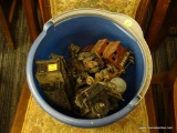 BUCKET LOT OF LIONEL TRAINS; THIS LOT IS A BLUE PLASTIC BUCKET THAT CONTAINS OVER 5 DIFFERENT LIONEL